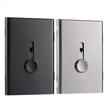 

2 Pack Business Card Holder, Thumb Drive Card Case Slide-Out Stainless Steel Business Card Holder Card Case for Men and Women Ar