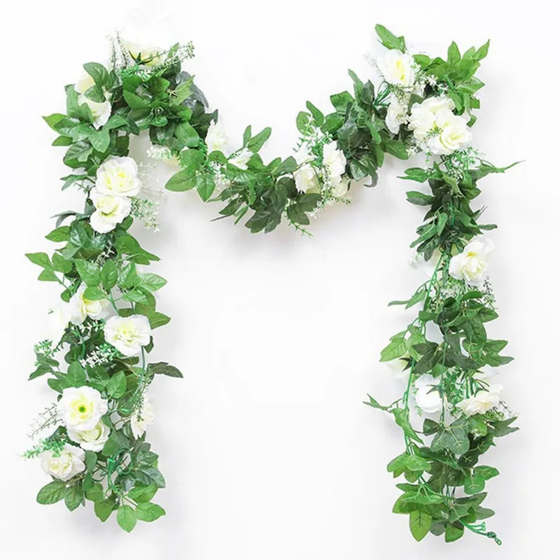 2.4m Long Silk Rose Flower Ivy Vine Leaf Garland Wedding Party Home Decor a1 
