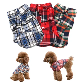

Summer Soft Plaid Cotton Dog Shirt Pet Dog T-shirt Clothes for Dog Dog Clothes For Small Dogs Chihuahua Puppy Vests