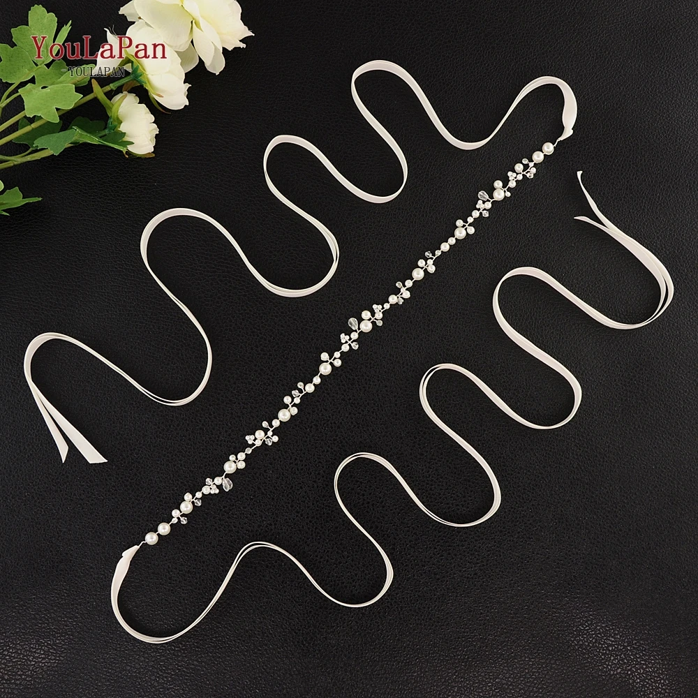 Bridal Waistband Silver Golden Crystal Bridal Belts Handmade Wedding Thin Belts for Dress Pearl Wedding Sash Belt Women Waistband SH03