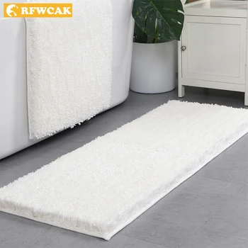 

Luxury Hotel Bathroom Rugs Slip-Resistant Mats Solid White Coral Fleece Doormat Carpet Water Absorb Floor Mat Tapete Para Sala