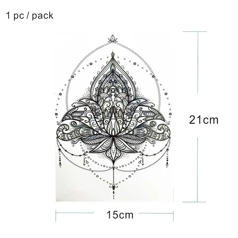 ROT09 ROT18 1 PIECE Back or Sternum Body Classic Henna Lotus Flower Waterproof Temporary Tattoo Body Art - Цвет: ROT09