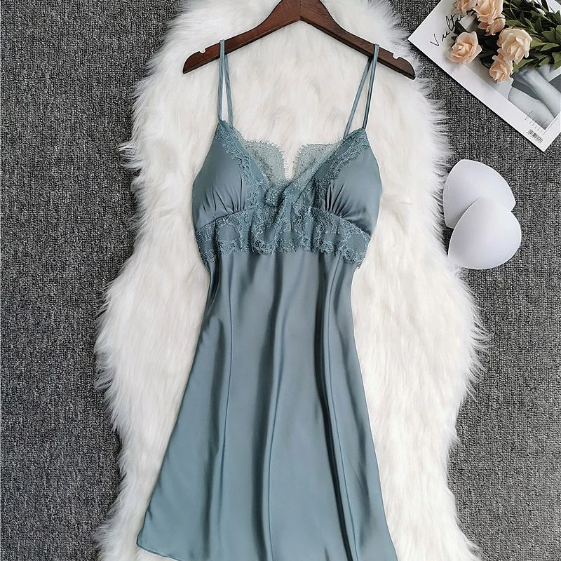 Женская ночная рубашка Kleid с подтяжками на груди, сексуальная одежда для сна, женская летняя соблазнительная ночная рубашка с кружевным краем и открытой спиной