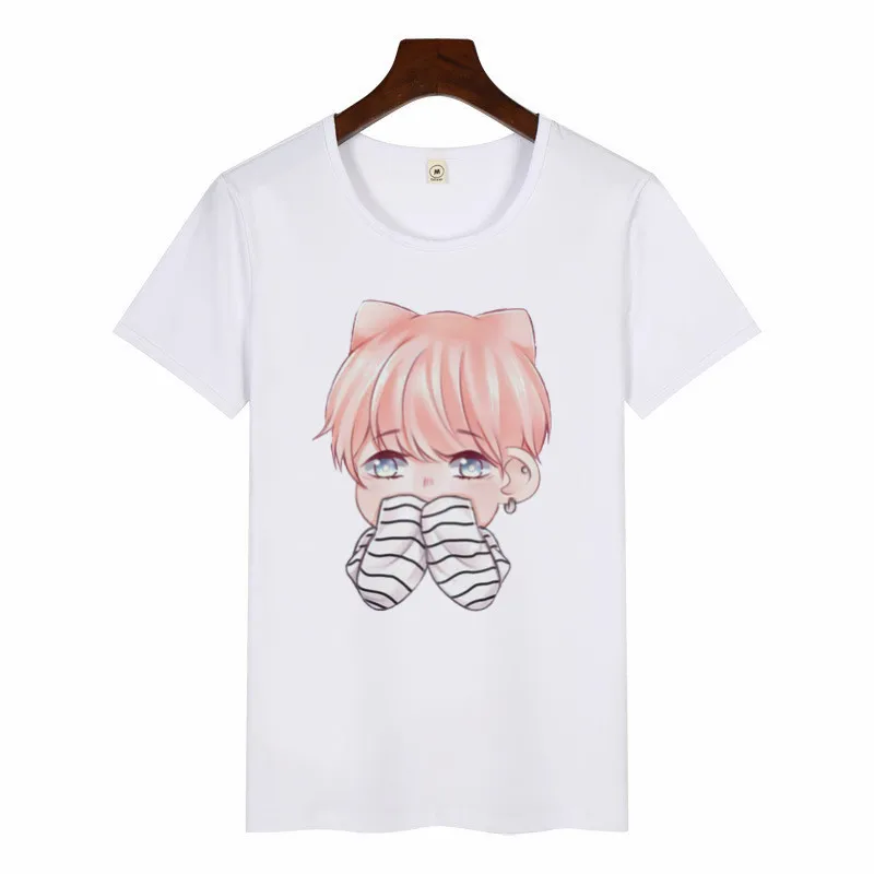 Женская футболка SUGA JIMIN с принтом альбома женская футболка в Корейском стиле Harajuku футболка Kawaii с графическим принтом из мультфильма Повседневная футболка