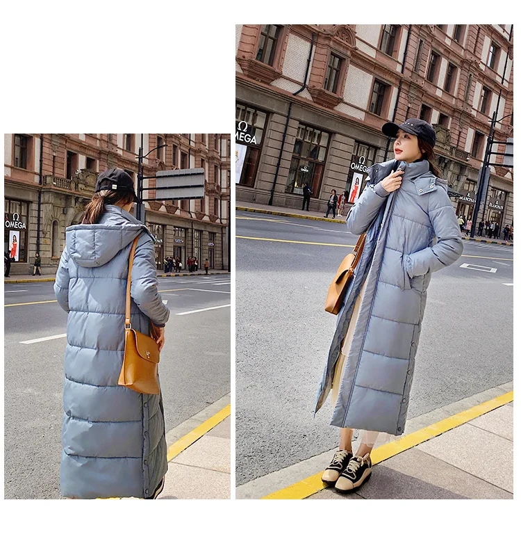 Europe And America Style X-long over-the-Knee Cotton-padded Clothes WOMEN'S Dress 19 Winter Korean-style Mid-length Dongdaemun B