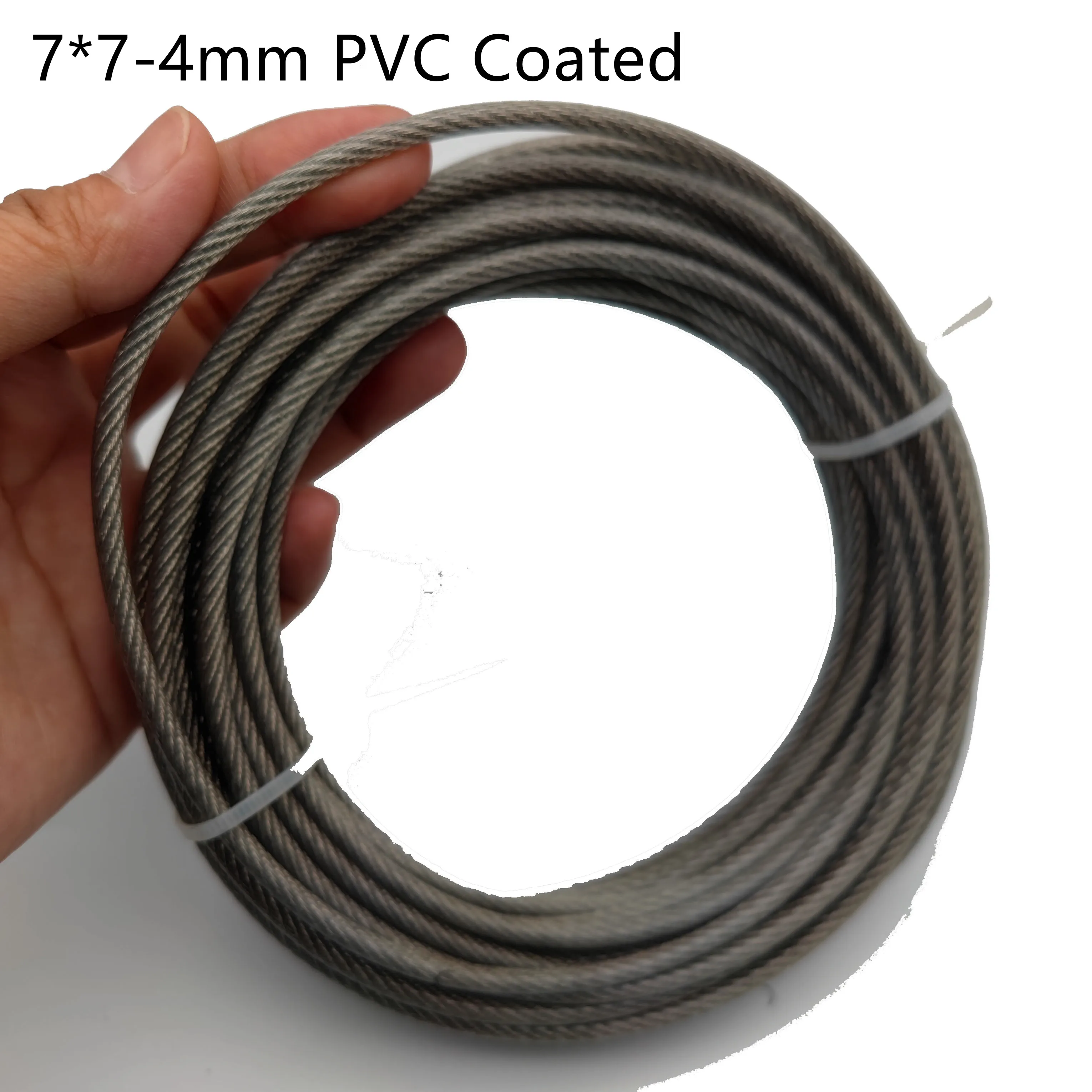 PVC Coating 10M/20M/30M 3mm/4mm 7X7 Construction 304 Stainless steel Wire rope  Softer Fishing Lifting Cable 1pc 304 stainless steel wire rope buckle clips 2mm 3mm 4mm 5mm 6mm cable clamp single grips fastener hardware accessories