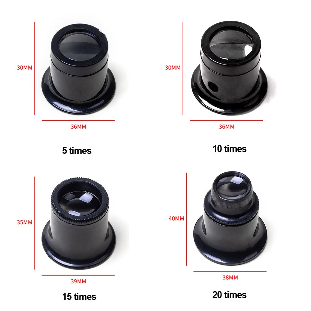 4Pcs Monocular Set Eye Tool Plastic Loupe Lens Watch Magnifier Repair Jewelry Optical Glass Kits