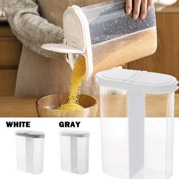 

2Grid Plastic Kitchen Cereal Dispenser Food Storage Box Dry Food Rice Container Refrigerator Storage Flour Grain Storage Bottle