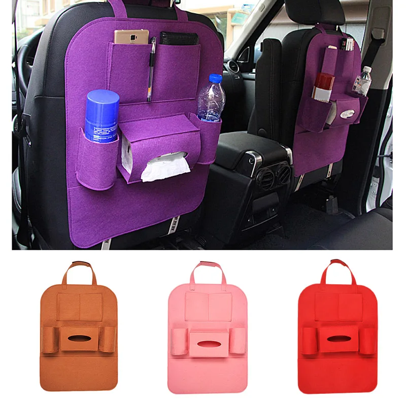 

dropshipping Car Storage Bag Universal Seat Back Organizer Felt Backseat Storage Bag Multi-pockets Tidying OE88