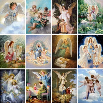 

5D DIY diamond painting angel wings cross stitch full circle picture religious icon diamond embroidery home new year gift