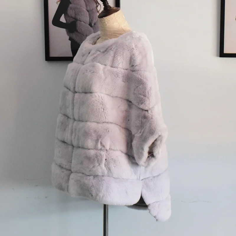 Light Purple-zipper Tatyana Furclub, натуральное меховое пальто, зимняя куртка для женщин, верхняя одежда, модная накидка, натуральный мех кролика, куртка, Полный Пелт размера плюс, парки - Цвет: Light Purple-zipper