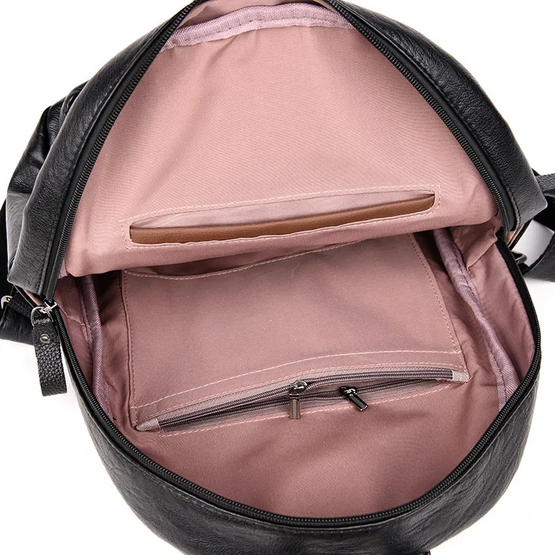 Casual Black PU Leather Female Backpack Women Back Pack Large Capacity College Travel Bag for Girls Leisure Ladies Shoulder Bags Casual Black PU Leather Female Backpack Women Back Pack Large Capacity College Travel Bag for Girls Leisure Ladies Shoulder Bags