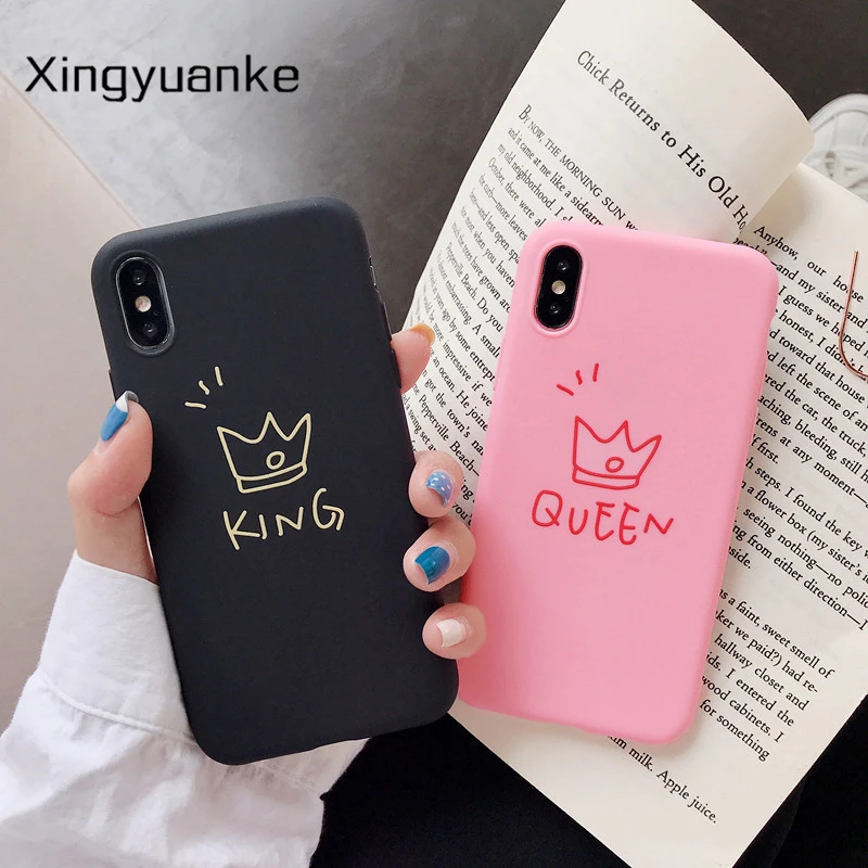 

Couple Letter King Queen Cover For Huawei Honor 30 Pro Plus 7C Pro 9C 9S View 20 Silicone Soft TPU Case