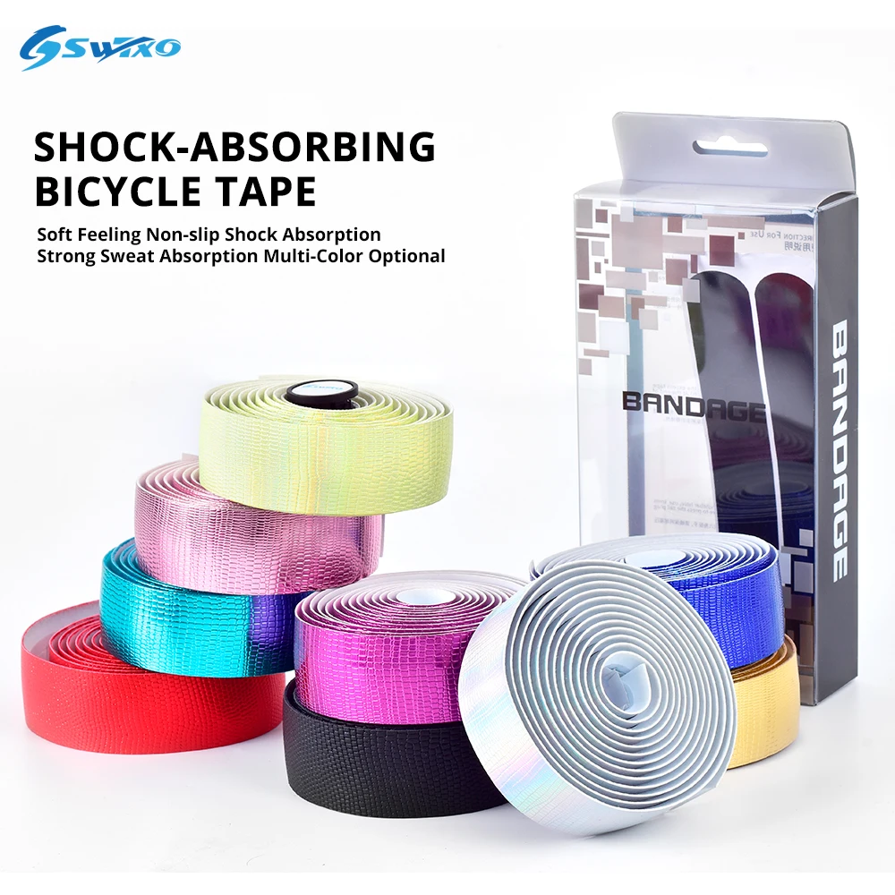 SWTXO Anti Vibration Road Bike Bicycle Handlebar Cork EVA PU Bar Tape Professional Cycling