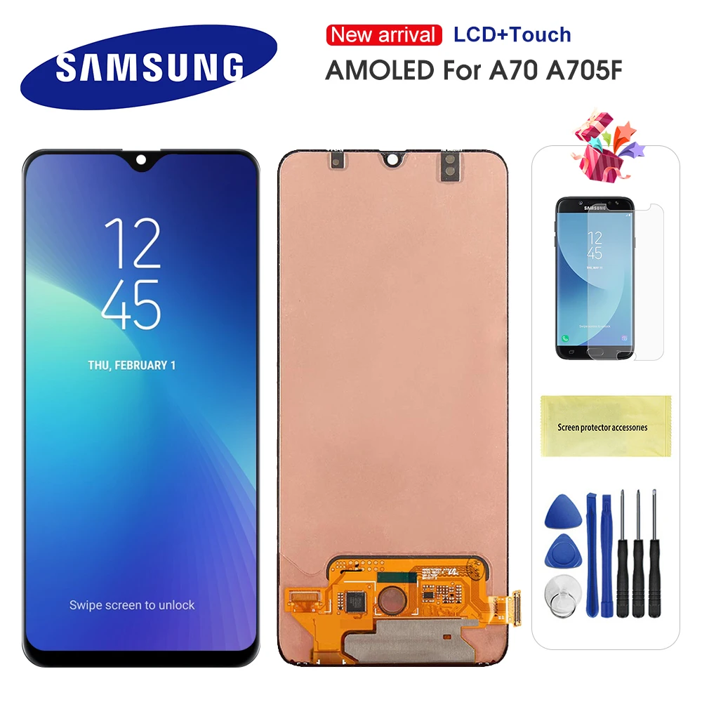 Оригинальный AMOLED 6 7 ''ЖК дисплей для Samsung Galaxy A70 2019 A705 A705F зеркальный ЖК