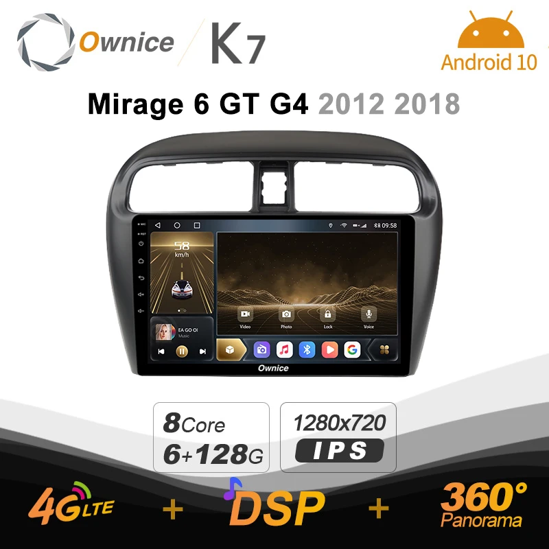 Автомобильное радио Ownice K7 6G + 128G Android 10 0 для Mitsubishi Mirage 6 GT G4 2012 2018 2din 4G LTE 5G Wifi