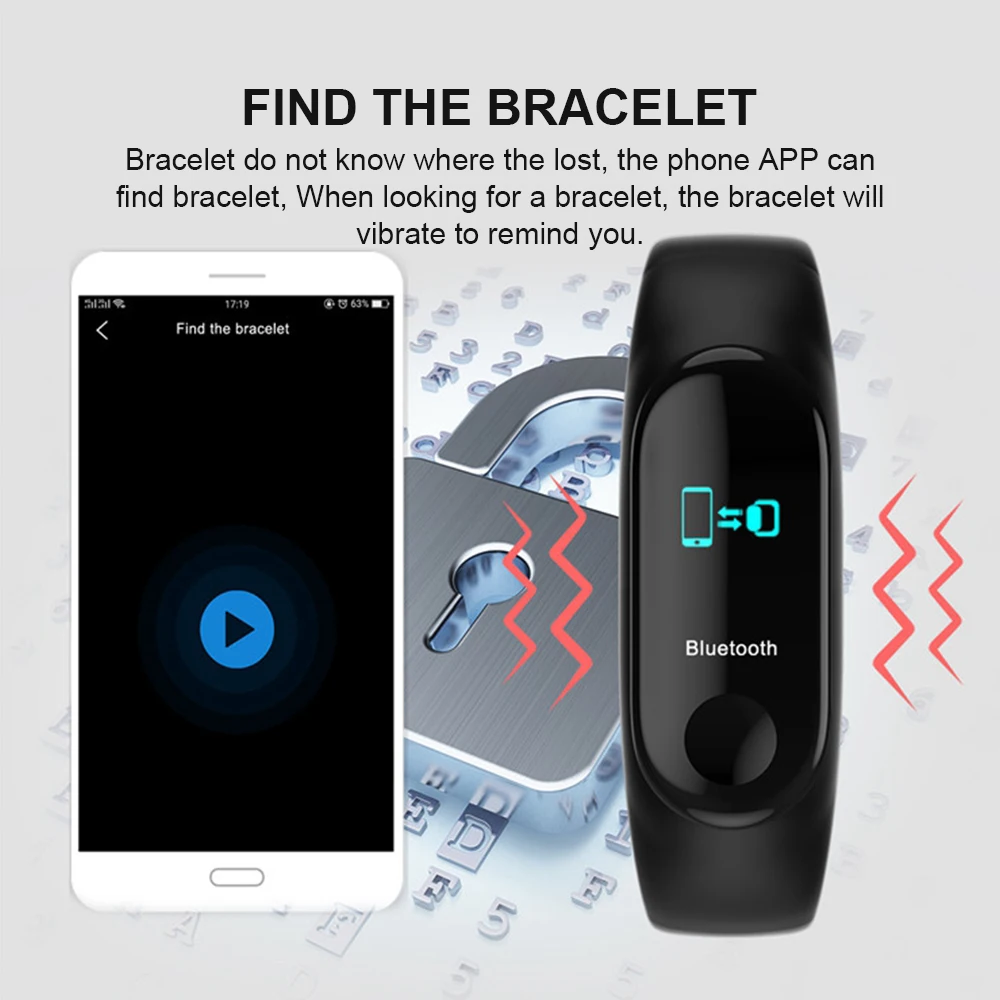  Bluetooth Smart Bracelet Men Women Blood Pressure Heart Rate Step Counter fitness tracke waterproof - 4000052917957