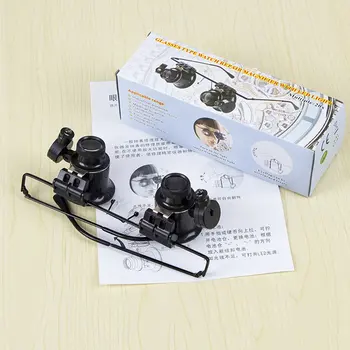 

Led Double Eye Repair Magnifier Glasses Mini Loupe Lens Magnifying Glas With Led Light Watch Jeweler Microscope