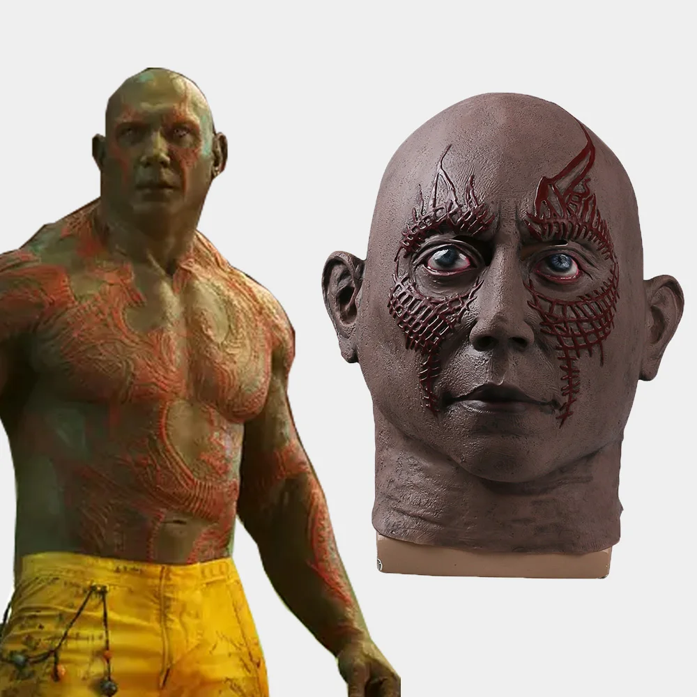 Cos 2017 Movie Guardians of the Galaxy 2 Mask Cosplay Drax the Destroyer Mask Latex Adult Full Head Breathable Halloween Party