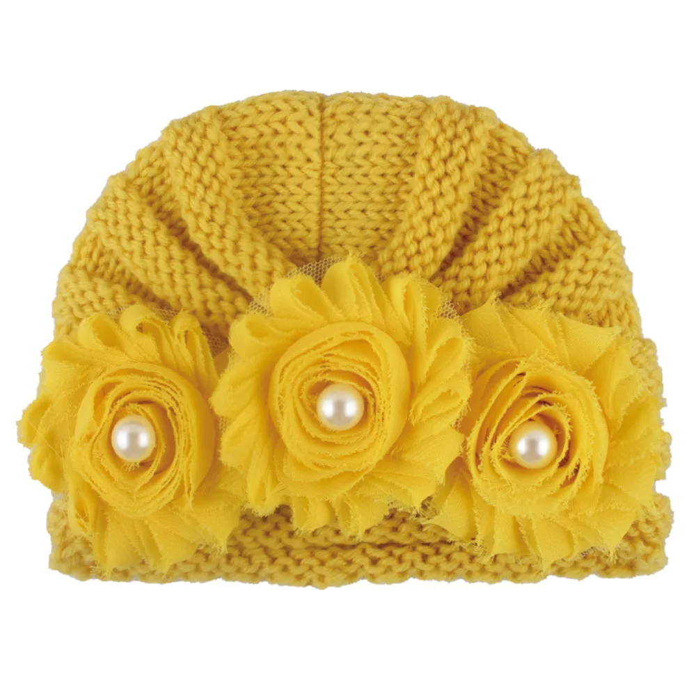 Детские шапки бини Boby девушка цветок тюрбан шапка Beanie головной убор Дети Купол шапки Мода Девушки Индия вязание шляпа