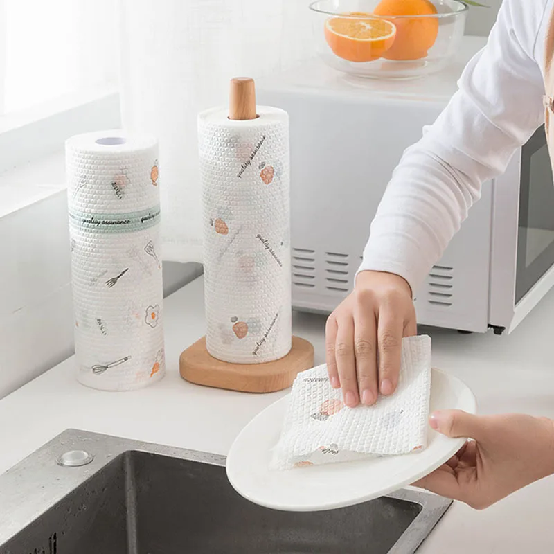 

50 Pcs/Roll Non-woven Kitchen Cleaning Cloth Disposable Eco-friendly Rags Dish Washing Cloth Kitchen Towel Set Kitchen Items