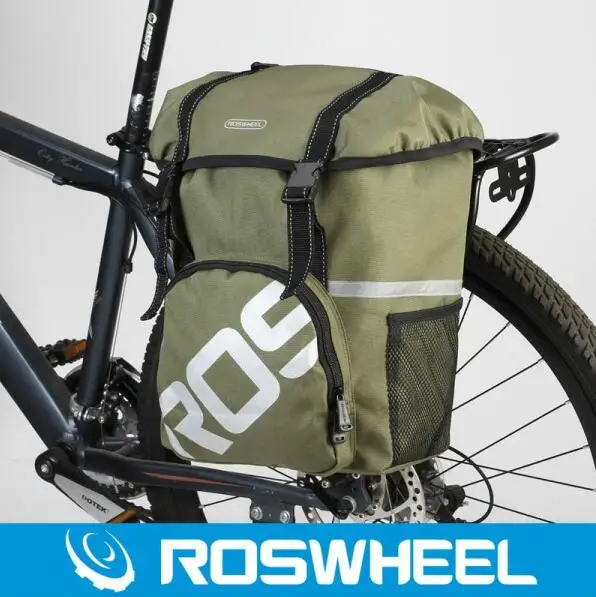 ROSWHEEL Велосипедное снаряжение водонепроницаемая боковая задняя полка для горного велосипеда сумка на седло уличная велосипедная сумка 15л H40* W30* D13 - Цвет: Зеленый
