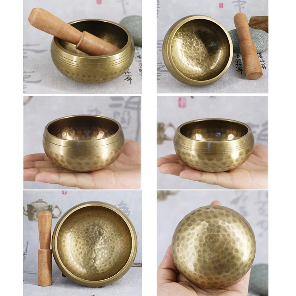 Nepal Tibet Buddha Music Therapy Chime Copper Singing Bowl Mallet Home Decor