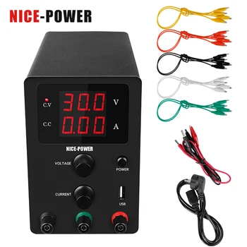 

USB DC Switching Lab Adjustable Power Supply Laboratory 30V 10A 60V Voltage Regulator Bench Source Digital 6 Pair output Cable
