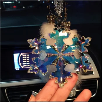 

Car Pendant 25th anniversary Crystal Snowflakes Decor Suspension Ornaments Sun Catcher Snowflake Hanging Trim Christmas Gifts