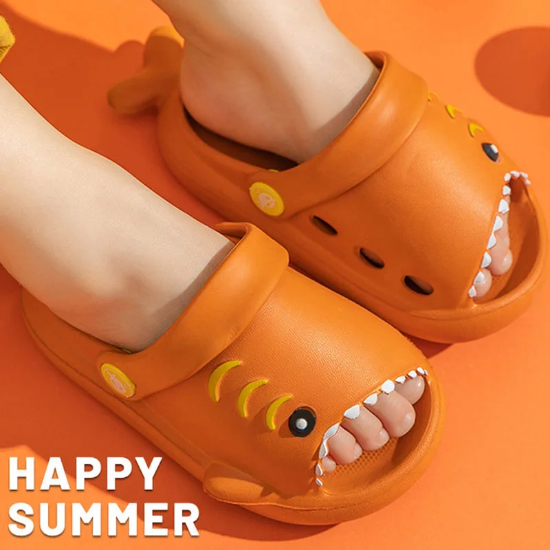 Children Sandals Baby Shoes Kids Shoes Kids Sandals Cartoon Shark Summer Toddler Boys Girls Soft Sole Anti-Slip Slippers