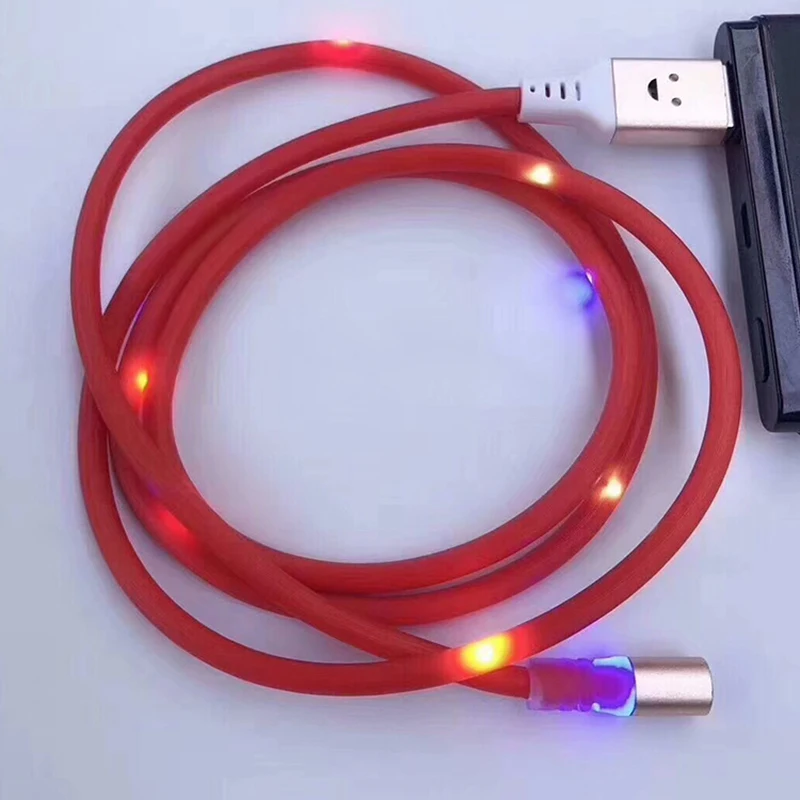 Twinkling 1m usb phone charging cable flowing light cord led wire for micro type c Illuminated Fast charger | Мобильные телефоны и