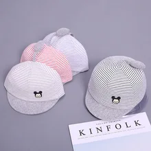 Модные носки в полоску для малышей Кепки Новая Осенняя шапка для новорожденных с рисунком из мультфильма для маленьких Кепки детская хлопковая кепка для мальчиков, девочек Детские Кепки