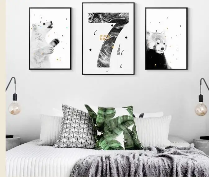 

Simple Black and White Abstract Digital Number Animal print picture poster canvas Bedroom Living Room painting decorations home