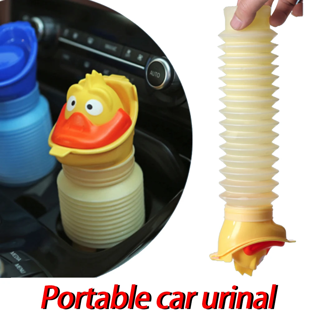 

Cute Car Travel Silicone Portable Potty Bottle Emergency Toilet Urinal Mobile Toilet with Three Character Faces for Unisex Baby