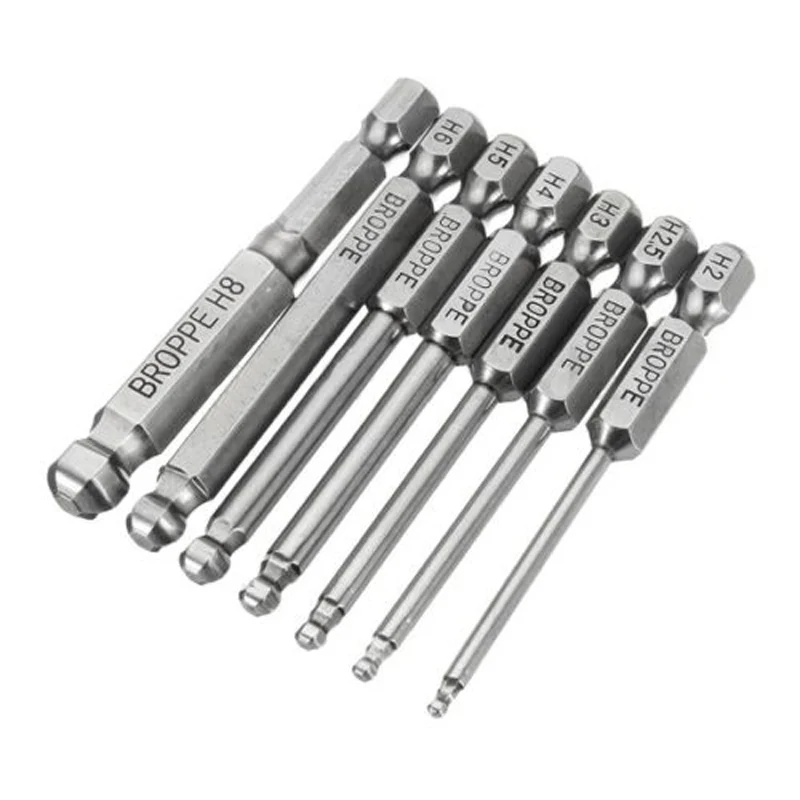 

7Pcs 65mm 1/4" Hex Shank Screwdriver Bit Set S2 Steel Ball End Magnetic Screw Driver 2/2.5/3/4/5/6mm Hand Repair Tools