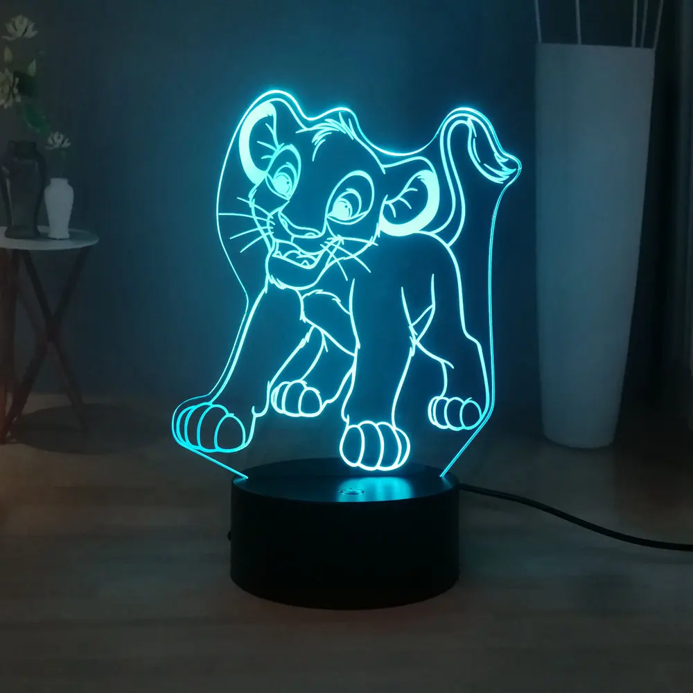 Светодиодный детский Ночной светильник Король Лев с usb подключением мультяшный