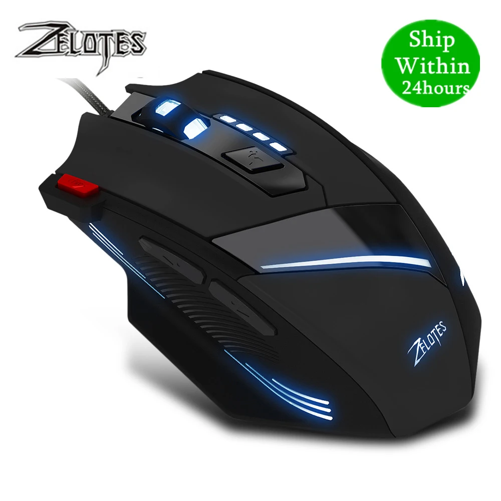 ZEALOT T 60 Проводная игровая мышь 7 кнопок 3200 точек/дюйм 4 цвета светодиодная