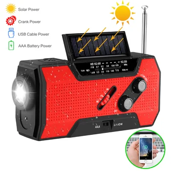 

3AAA Battery Flashlight 2000 MAh Power Bank Hand Crank Radio For NOAA Weather Radio Emergency Solar Hand Crank Self Powered