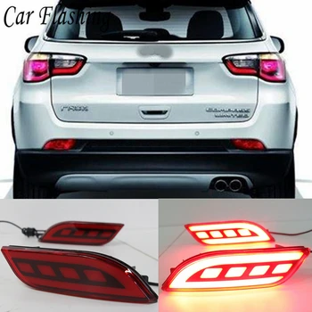 

CSGJMY 2PCS LED Reflector For Jeep compass 2017 2018 2019 Rear Light Brake Light Bumper Light Taillight