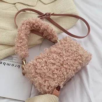 

Elegant Female Small Tote bag 2019 Winter New High Quality Soft Plush Women's Designer Handbag Travel Shoulder Messenger Bag