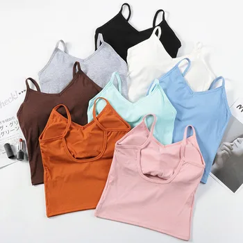 

Girls Sexy Hollow-out Short Camis Tops With Seperated Bra Women Backless Padding Tanks Crop Tops For Female