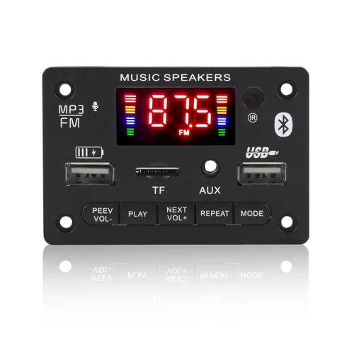 블루투스 5.0 MP3 디코딩 보드 모듈, 무선 자동차 USB MP3 플레이어, TF 카드 슬롯, USB FM, 마이크 핸즈프리 제어, 6V, 12V 5