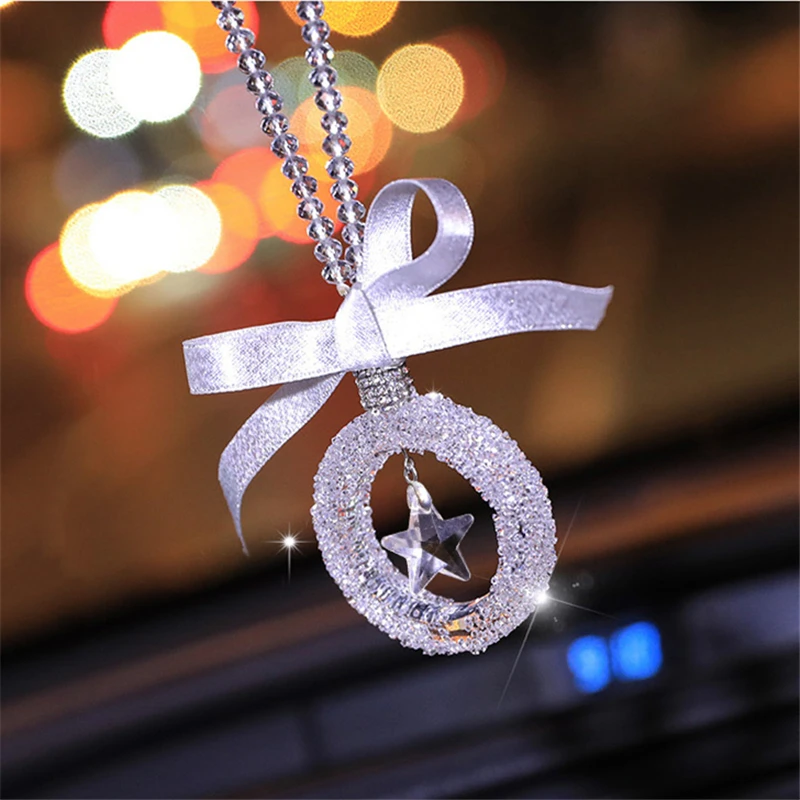Car accessories interior with diomand crystal drop pendant car Star pendant men and women handmade inlaid ornaments decoration