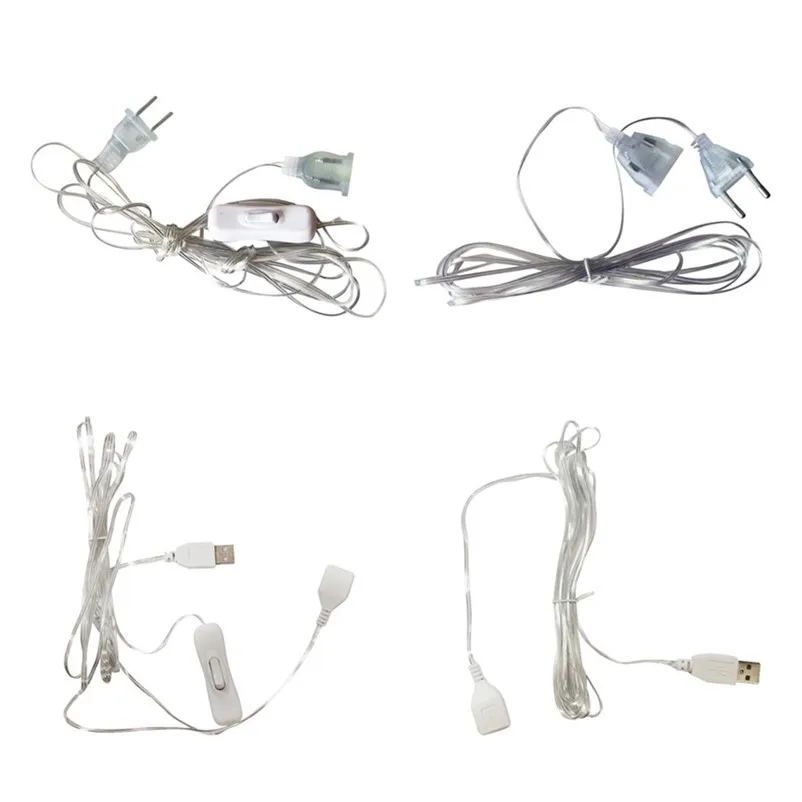 3m Plug Extender Wire Extension Cable EU/US/USB Plug for LED String Light Wedding Navidad Decor Led Garland DIY Christmas Lights