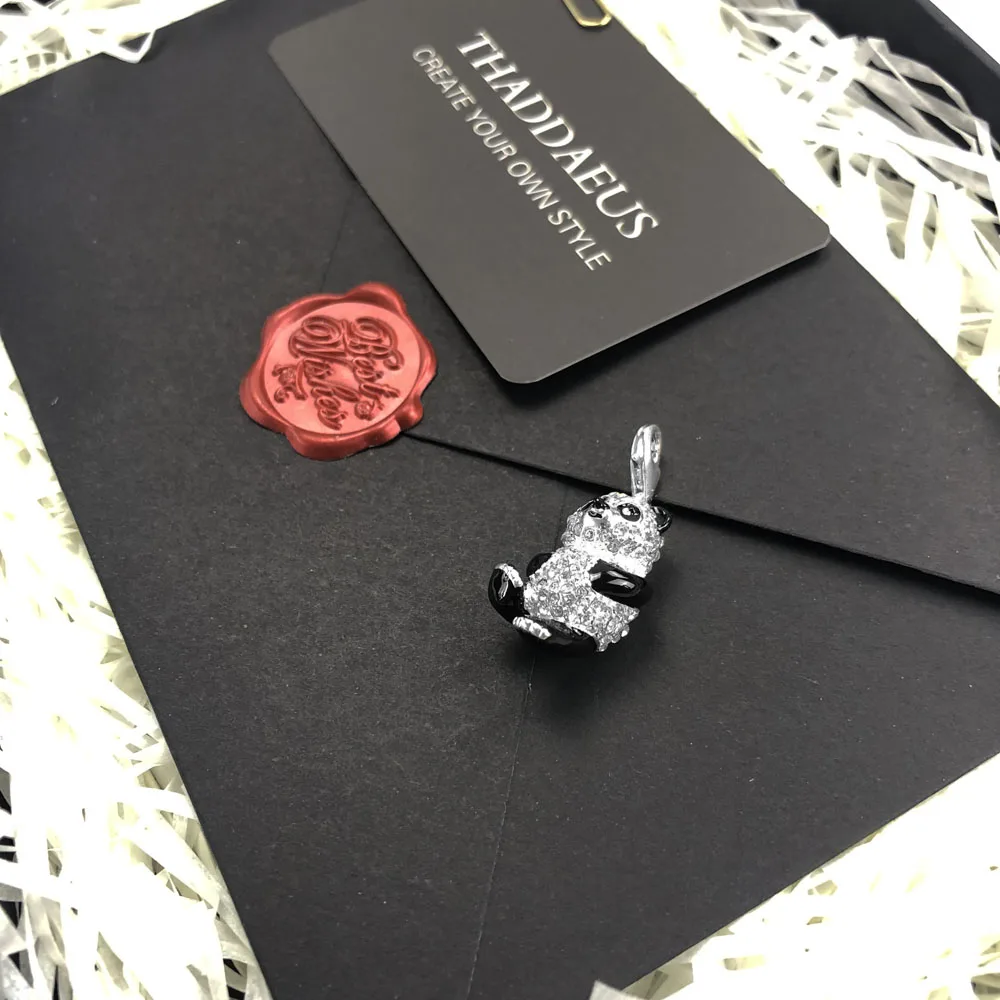 Подвеска Panda CZ Pave, новинка, модное милое ювелирное изделие Thomas Bijoux, аксессуары 925 пробы, Серебряный подарок для женщин Ts