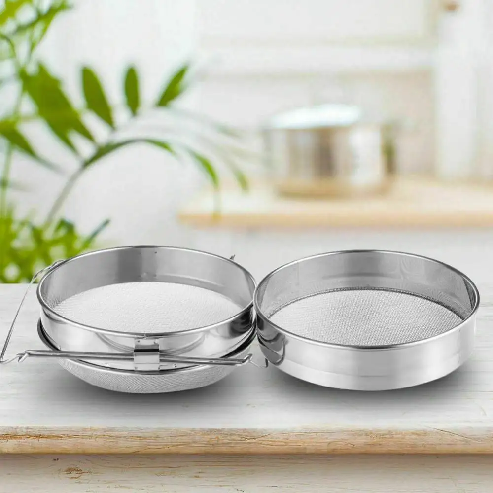 

Stainless Steel Double Layer Strainer Honey Filter Sieve Beekeeping Tools High Quality Wholesale