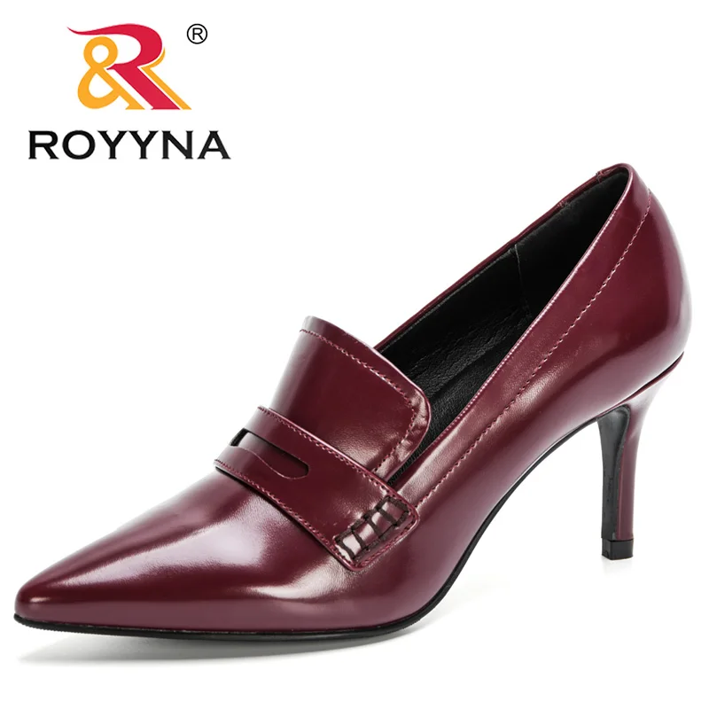 ROYYNA 2020 New Designers Original Top Quality Women Pumps Pointed Toe Thin Heels Dress Shoe Nice Leather Wedding Shoes Feminimo