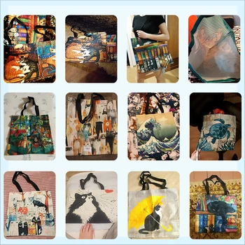 

Custom Ms. Tote Bag Double-sided Printing Cartoon Linen Large Capacity Collapsible Fashion Shopping Bag Casual shoulder bag