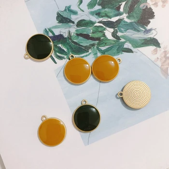 

Japan and South Korea color drip oil alloy mini candy round pendant DIY handmade jewelry earrings accessories materials 6pcs