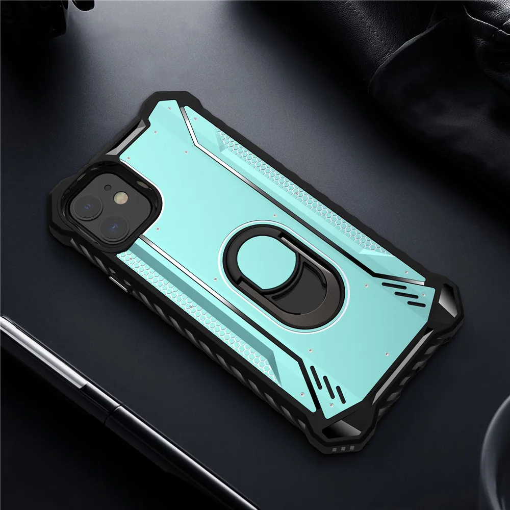Металлический алюминиевый бронированный чехол для телефона iPhone 11 Pro Xs Max XR X 6S 7 8 Plus, держатель с кольцом, подставка, совместимая с магнитным креплением для автомобиля